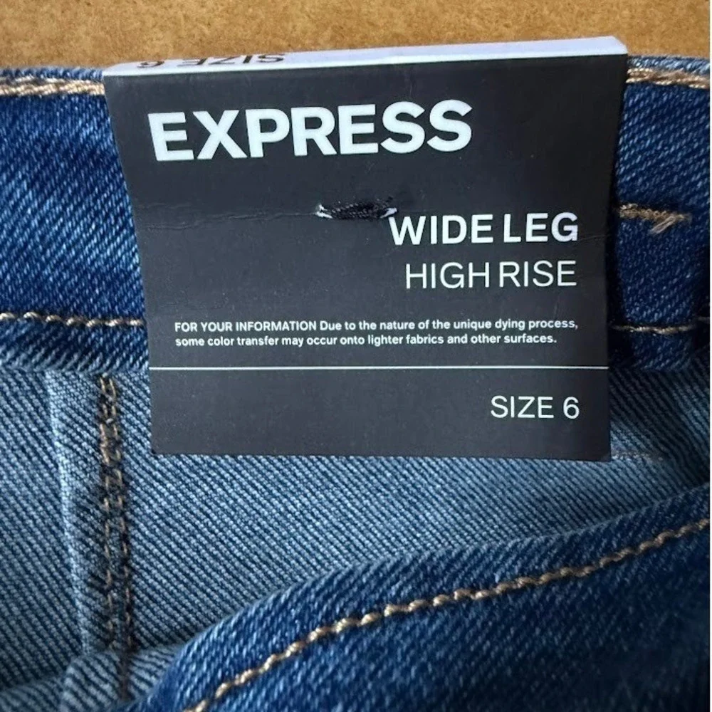 Express High Rise Wide Leg‎ Jeans Medium Wash Blue Size 6 NWT 10045DDM